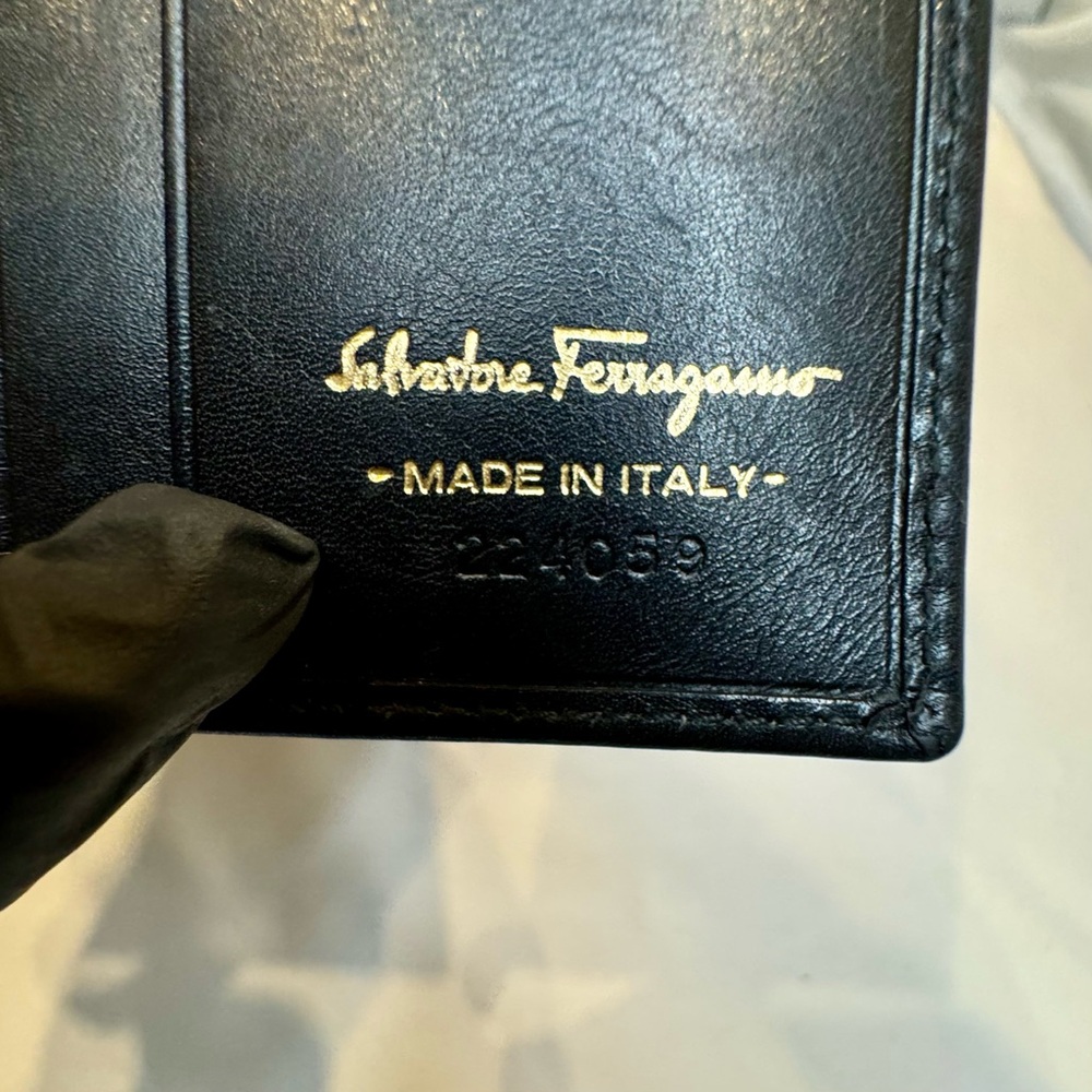 Salvatore Ferragamo Wallet Black Leather with Gold Hardware - Picture 5 of 11